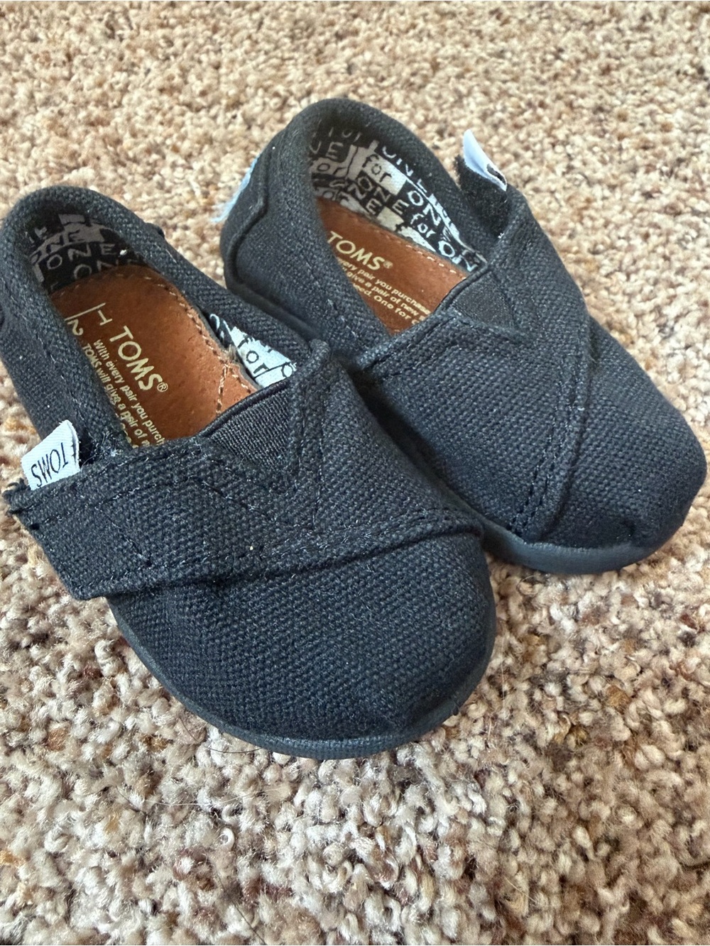 Toms Black Kids Slip-On Canvas Shoes